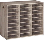 HOOBRO Literature Organizer, 27 Compartments Wooden Mail Organizer, Countertop Literature Sorter with Adjustable Shelves for Home, Office, School, Student Mailbox for Classroom, Greige BG27WF01 by HOOBRO
