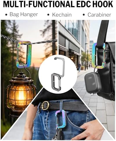 VIPERADE VAT2 Purse Hook for Table, Titanium Carabiner Clip and Hook for Bag, EDC Gear Clip for Water Bottle Camping Lantern Outdoor Gear and More - Image 6