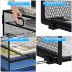 Lavatino 12 Compartments Paper Organizer for Desk, Mesh Literature Organizer, Mail File Sorter Tray with Handle, Desktop Mailbox for Office Classroom Home, Black - Image 3