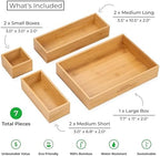 Grow Forward Bamboo Drawer Organizer Boxes - Set of 7 Wooden Drawer Organizers for Kitchen, Bathroom, Office, Desk, Vanity, Makeup - Non-Slip Junk Drawer Organizer Trays for Storage and Organization - Image 3