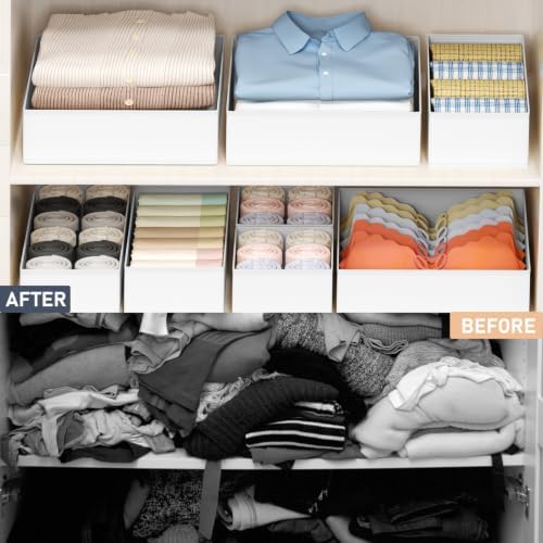 DIMJ Drawer Organizer Clothes Storage - 26 Pack Baby Dresser Organizer for Nursery, Foldable Closet Drawer Organizer Bins for Bedroom Organization, Fabric Storage Dividers for Socks, Underwears,White - Image 5