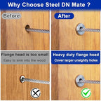 Steel DN Mate 200 Pack Stainless Steel Protector Sleeves for 1/8" Wire Rope, Cable Railing Hardware for Deck/Cable Railing System, T316 Marine Grade, Cable Sleeves Come with a Drill Bit DE50 - Image 3