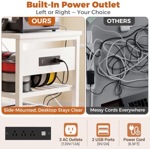Homieasy 3D Printer Stand with Filament Storage, 39.4" x 23", White - Image 5