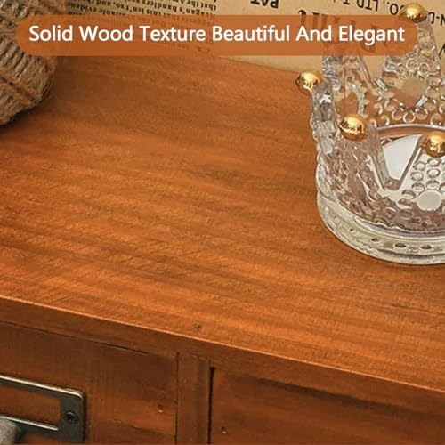 Wooden Desk Drawer Organizer, Classic Vintage Desk Organizer for Tabletop, Wood Storage Box, Desktop Organizing Cabinet with Drawers for Office Study Table(3-Drawer, Brown) - Image 4