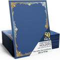 50 Pack Double Sided Certificate Holders 8.5x11 Blue - Heavyweight 300gsm Cardstock Diploma Holder - Dual Certificate Folder Letter Size Award Certificate for Graduation with Gold Foil Diploma Cover by Juzari