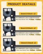 Rhino 5200 4200 Heat Shrink Label 1/4 3/8 1/2 Inch Compatible with Dymo - Image 3