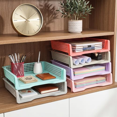 Tenceur 6 Pcs Turn in Trays Classroom, Classroom Baskets,Macaron Colors - Image 6