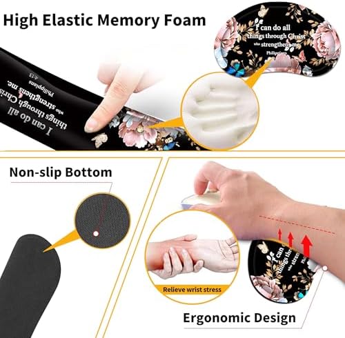 Extended Large Mouse Pad Set 31.5 x 15.7 – Christian Floral All-in-One Desk Set with Keyboard Wrist Rest, Mouse Wrist Rest & Coaster, Ergonomic Desk Accessories for Women, Faith-Inspired Office Gift - Image 7