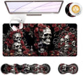 Large Keyboard Mouse Pad Set, Extended Mouse Pad+Keyboard Wrist Rest Support, Memory Foam Ergonomic Easy Typing, 4Pcs (31.5×11.8 in) Desk Pad Set for Office Home,Rose Skull by Unknown