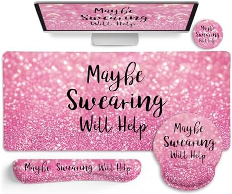 LIMKRIAN Pink Ergonomic Mouse Pad Set, Large Desk Matt for Desktop Decor by LIMKRIAN