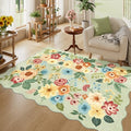 DUKINO 4x6 Area Rug, Non Slip Floral Washable Rug for Living Room, Green by DUKINO