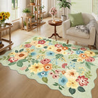 DUKINO 4x6 Area Rug, Non Slip Floral Washable Rug for Living Room, Green by DUKINO