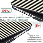 DONGKE Case for MacBook Pro 13 Inch (2026-2020 Models A2338 M2 M1/A2251/A2289), Black & Cream Stripes Hard Shell Case with Keyboard Protector, Compatible with Retina Display and Touch Bar - Image 3