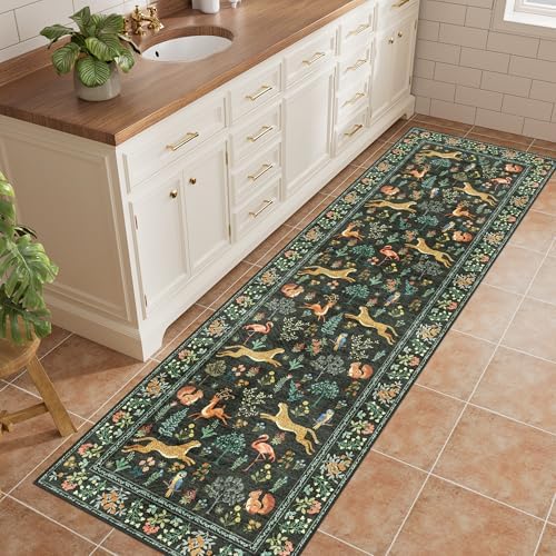 DUKINO 2x10 Kitchen Runner Rug, Soft Non Slip Animal Washable Rug, Black - Image 3