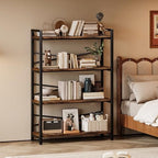 4 Tier Bookshelf 31.49" Width, Book Organizers and Storage, Wood and Metal Tall Bookcase, Rustic Book Shelf Organization and Storage for Home Living Room Bedroom Office Storage(Rustic Brown) - Image 2