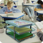 Acrimet Traditional 3 Tier Letter Tray, Front Load Design, A4 Letter Size, Desktop Organizer (Plastic) (Clear Green Color) - Image 3