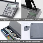 TOWON Glass Desk Whiteboard with Calculator 18x6 in, Desk Organizer, Gray - Image 3