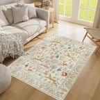 DUKINO 4x5 Area Rug, Washable Animal Rug for Entryway Non Slip, Beige - Image 5