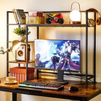 IBUYKE Desk Shelf,Computer Desktop Bookcase,37.8 Inch Multipurpose Wood Desk Hutch Bookshelf for Computer,4 Tier Desk Organizer for Office Home Dormitory,Brown TMZ005H - Image 2