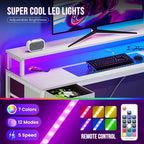 OLIXIS 53 Inch L Shaped Gaming Desk with LED Lights, Storage Shelves - Image 5
