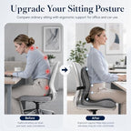 Lumbar Support Pillow for Office Chair, L-Shaped Memory Foam Seat Cushion with Back Support, Ergonomic Office Chair Cushion with Breathable Washable Cover, Non-Slip Base (Black) - Image 6