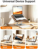 Tounee Adjustable Book Stand with 360° Swivel Base,Bright Silver - Image 3