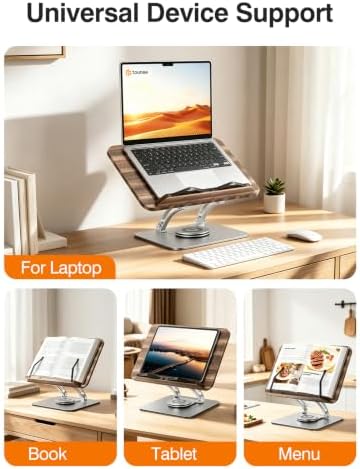 Tounee Adjustable Book Stand with 360° Swivel Base,Bright Silver - Image 3