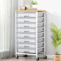 caktraie 8-Drawers Rolling Cart, Craft Storage Utility Cart, White layer by shoeboxesanddeskorganizers