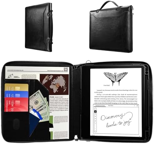 E NET-CASE Case for Kindle Scribe 10.2 inch 2024 & 2022 Released - Business Handheld Design Upgraded PU Leather Cover for Kindle Scribe Digital Paper with Zipper & Pen Holder (Black) by ENET-CASE