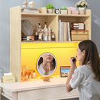 REIBII 3 Tier Desk Hutch, 6 Shelves to Storage, LED Desktop Shelf - Image 6
