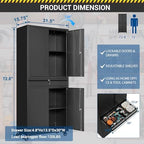 Fesbos 73" Metal Cabinet-Black Heavy Duty Rolling Storage Cabinet Steel Tool Cabinets with Wheels, Shelves, Lockable Doors and Drawers- for Garage, Pantry, Warehouse Home Office- Assembly Required - Image 2