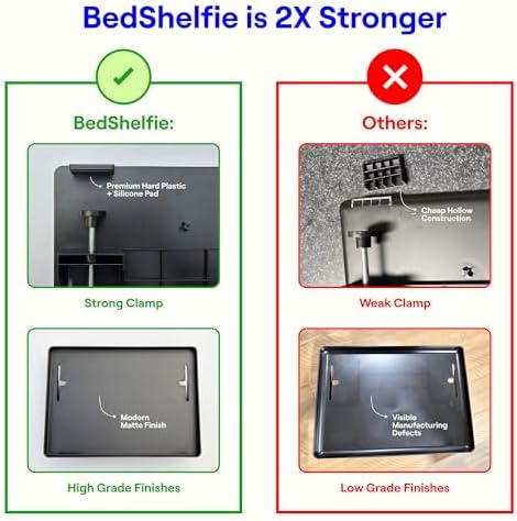 BedShelfie Bedside Shelf for Dorm Room - Cable Catch, Black - Image 3
