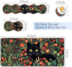 TGFEWYTJYJ Extended Gaming Mouse Pad,Memory Foam Ergonomic Keyboard Mouse Wrist Rest Support Set,Large Desk Mat with Stitched Edges,Non-Slip Base Mousepad Home Office,Cute Black Cats - Image 2