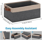 GhvyenntteS Small Fabric Storage Bins 12 Pack, 11.8" x 7.87" x 5.11" Storage Basket with Leather Handles, Closet Storage Bins for Shelves, Storage Baskets for Shelves, DVD Storage (Grey&Beige Yellow) - Image 2