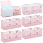 EASEPRES Magnetic Pencil Holder Set of 6 - Wire Mesh Storage Baskets Organizer with Strong Magnets - Perfect for Whiteboard, Refrigerator and Locker Accessories, Pink by EASEPRES