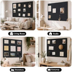 48" x 36" Large Felt Bulletin Board, Bold-Stripe 12-Pack Cork Boards | Fabric Bulletin Board with 60 Adhesive Tabs, 50 Pushpins, Felt Wall Tiles for Office Push Pin Board Felt Board, Black - Image 5