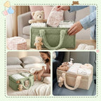 Shinylin 2 Pack Plush Diaper Caddy Organizer, Lily Green and Ivory - Image 6