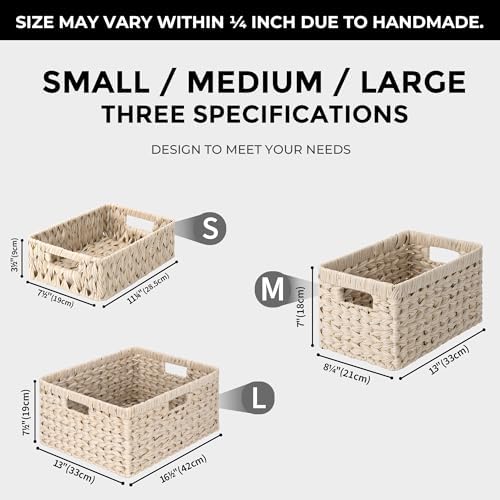 GRANNY SAYS White Wicker Baskets for Storage, Wicker Storage Baskets, 2Pack - Image 4