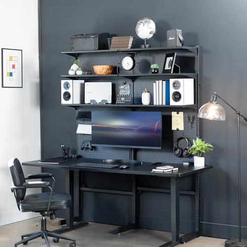 VIVO Freestanding Modular Steel Pegboard System, 74 inch High Magnetic Accessory Organizer for Home and Office, Black, PP-2-PB058 - Image 2