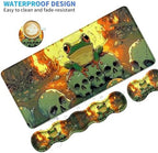 4Pcs Memory Foam Keyboard Wrist Rest Desk Mat Set, Flaming Frog Skull - Image 4