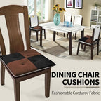 Office Stacking Chair Cushions 4 Pack, Corduroy High Density Foam Kitchen Seat Cushions with Ties, Square 17" x 17" Indoor Non-Slip Dining Chair Pads, Black+ Brown, 4pcs - Image 6