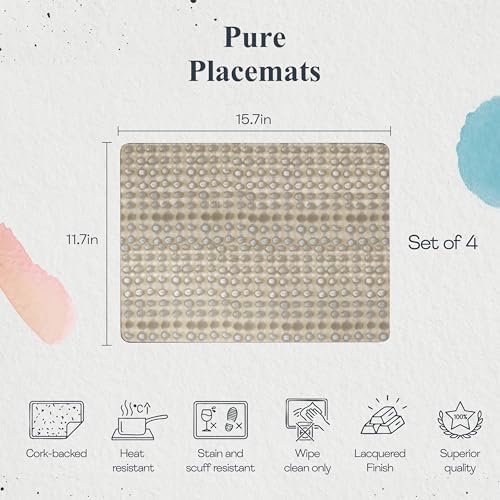 Pimpernel Pure Collection Placemats, Set of 4 – (15.7" x 11.7") Cork-Backed Table Mats with Woven Artwork, Heat & Stain Resistant Lacquered Finish, Decorative Dining Mats & Surface Protectors - Image 2