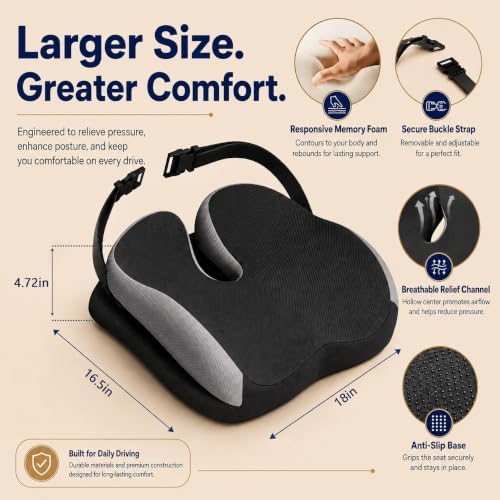 Memory Foam Ergonomic Seat Cushion for Office Chairs Pain Relief - Image 3