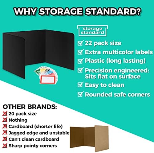 22-Pack Desk Dividers for Students - Durable & Waterproof Plastic Study Carrel Divider, Classroom Folders Teacher Supplies, Easy-to-Clean Plastic Privacy Shield Folder Boards for Student Desks, Black - Image 2