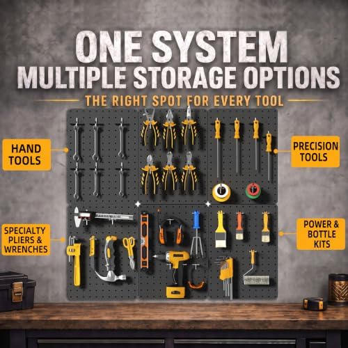 Steel Pegboard Tool Wall Organizer, 6Pack 14.76 x 10.82 in, 6 Bins, Black - Image 6