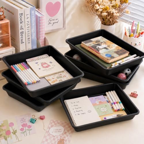gisgfim 12 Pack Letter Size Stackable Paper Trays for Classroom, Black - Image 4