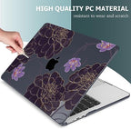 Mektron for 2026/2025/2024/2023 MacBook Air 15 INCH M5 A3448 /M4 A3241 /M3 A3114 /M2 A2941 Case, Printed Plastic Hard Shell Cover with 15.3" Liquid Retina Display Touch ID, Golden Dahlia Flowers - Image 4