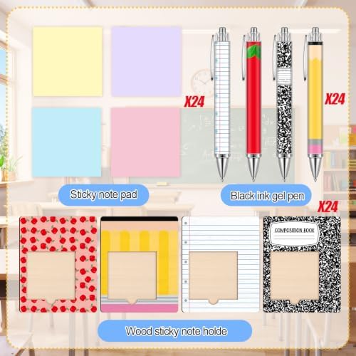 Eaasty 24 Set Back to School Gift for Teacher Wooden Sticky Note Holder Set - Image 3