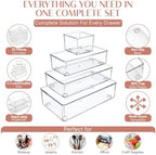 ZANORA 25 PCS Clear Plastic Drawer Organizer Set, Drawer Dividers Organizers with 4 Sizes Storage Trays, Bathroom Drawer Organizers Makeup, Vanity Drawer Organizer, Desk & Kitchen Storage Bins - Image 6