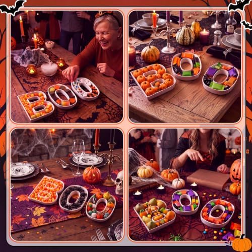 SiliFine 3 Pcs Boo Letter Charcuterie Boards Halloween Ceramics Fillable Letters Box Small White Boo Reusable Alphabet Food Serving Tray Platter for Candy Gift Halloween Party Decoration - Image 6